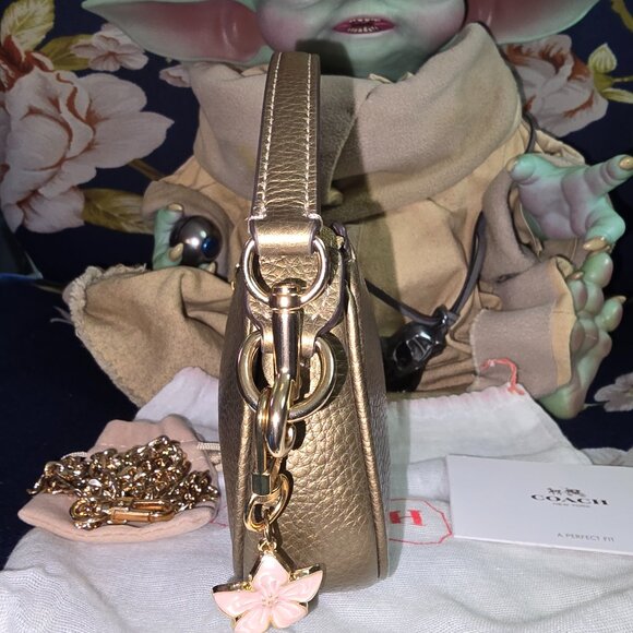 COACH Metallic/Iridescent dark gold/Pyrite Leather NOLITA 15 mini bag - Picture 8 of 10